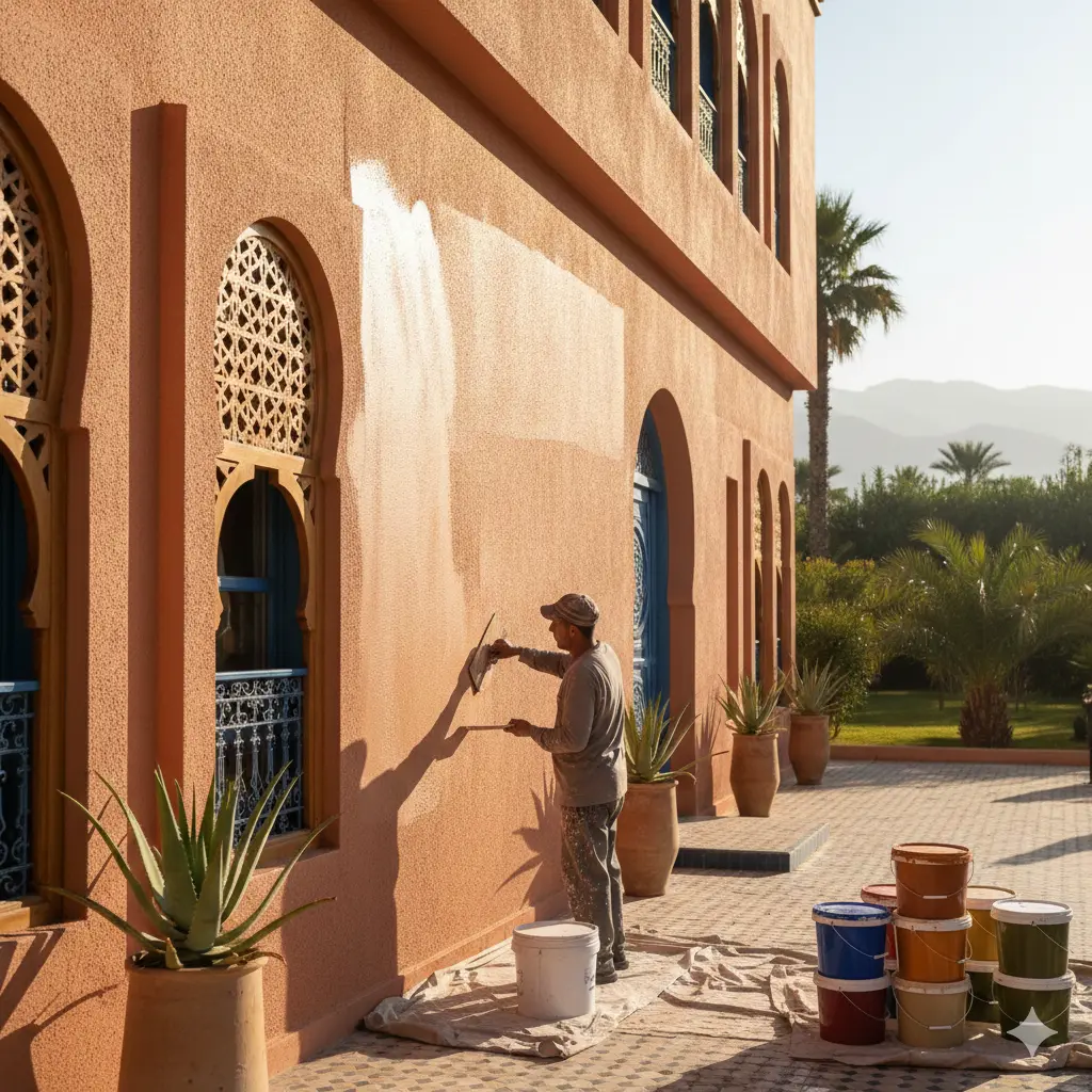 صباغة غرافيتي خارجية لواجهة منزل مغربي عصري
