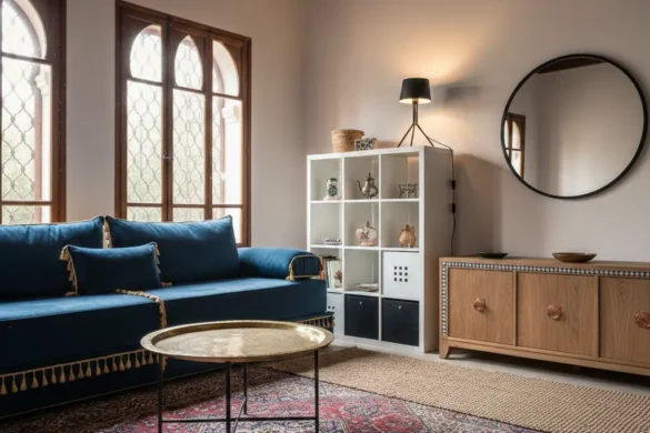 أفكار دمج أثاث إيكيا العصري مع ديكور الصالون المغربي التقليدي.