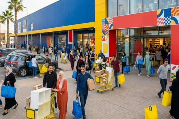 واجهة متجر إيكيا المغرب خلال تخفيضات صيف 2026 مع زبائن يتسوقون بأسعار promo