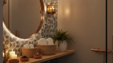 تصميم حمام مغربي صغير على شكل ميني سبا منزلي مودرن