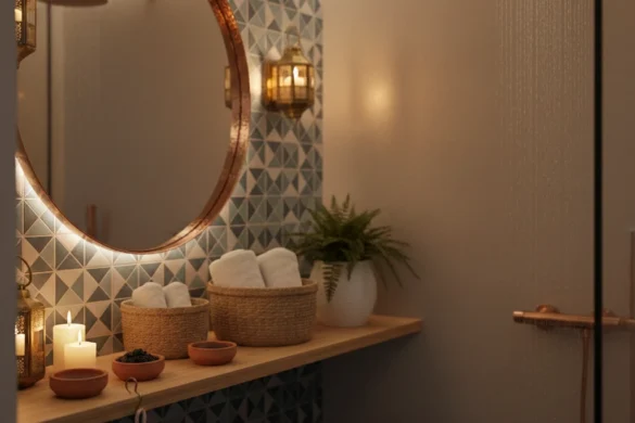 تصميم حمام مغربي صغير على شكل ميني سبا منزلي مودرن