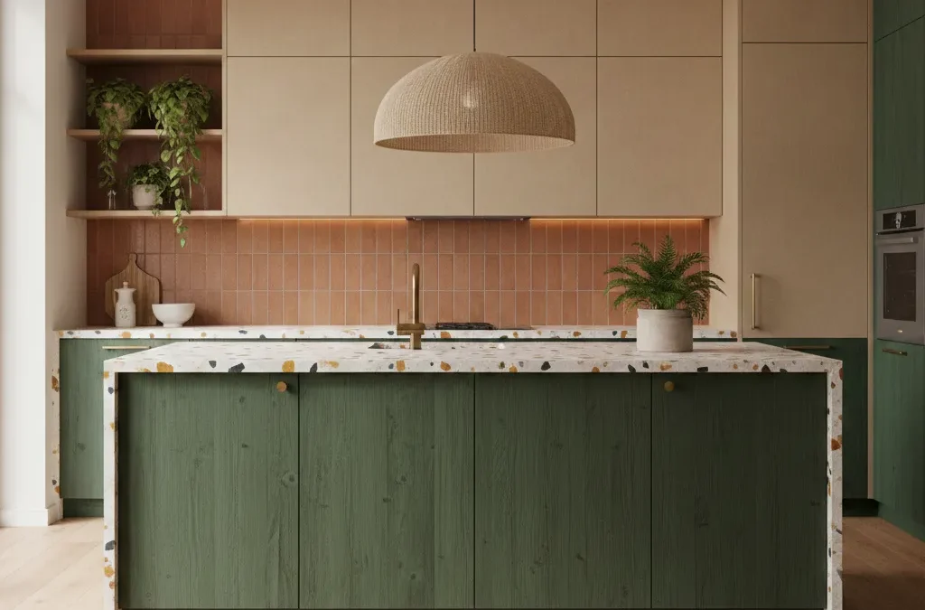 موضة مطابخ 2026: الألوان والخامات التي ستسيطر على التصميم هذا العام.