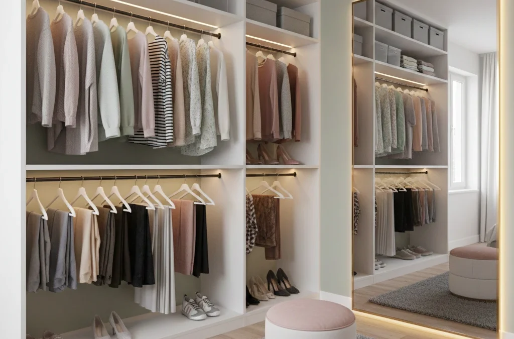 أفكار تصميم دواليب ملابس لغرف النوم الصغيرة بميزانية اقتصادية