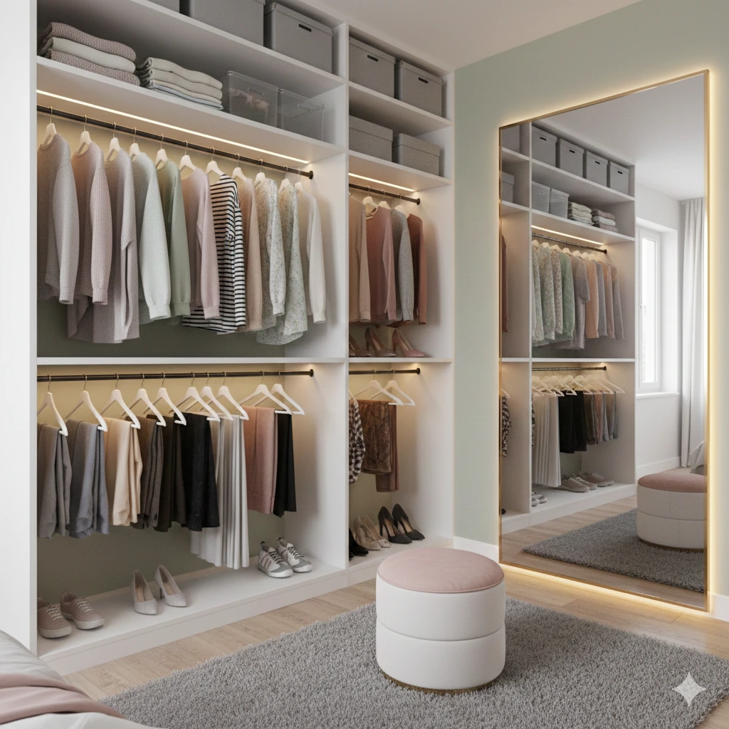 أفكار تصميم دواليب ملابس لغرف النوم الصغيرة بميزانية اقتصادية