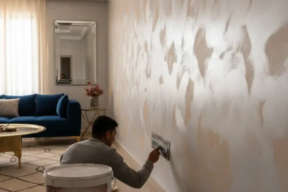 تطبيق صباغة خيال الفضية على حائط داخلي في المغرب 2026